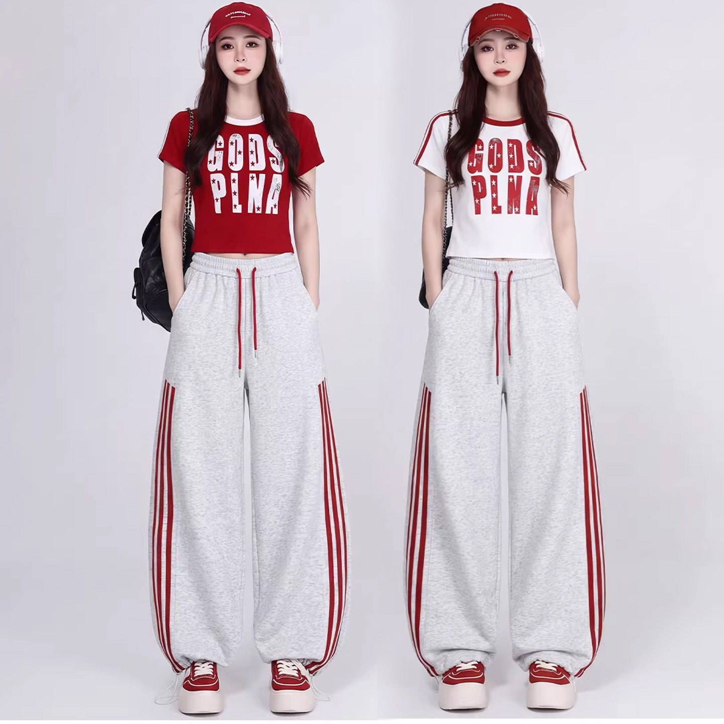 街舞潮牌爵士舞穿搭运动套装jazz休闲街头运动长裤女嘻哈宽松跳舞