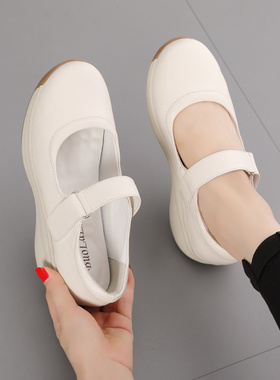 软底防滑舒适真皮女鞋浅口头层牛皮中老年单鞋皮鞋休闲羊皮妈妈鞋