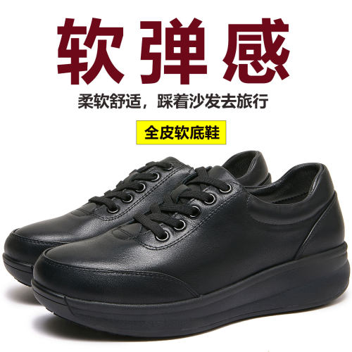 真皮圆头软底羊皮防滑妈妈休闲鞋