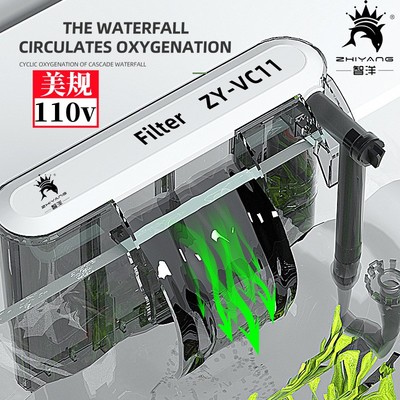 110v伏过滤器鱼缸三合一外置瀑布壁挂式循环泵小型水循环过滤系统