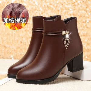 加绒保暖柔软不累脚低跟妈妈鞋子