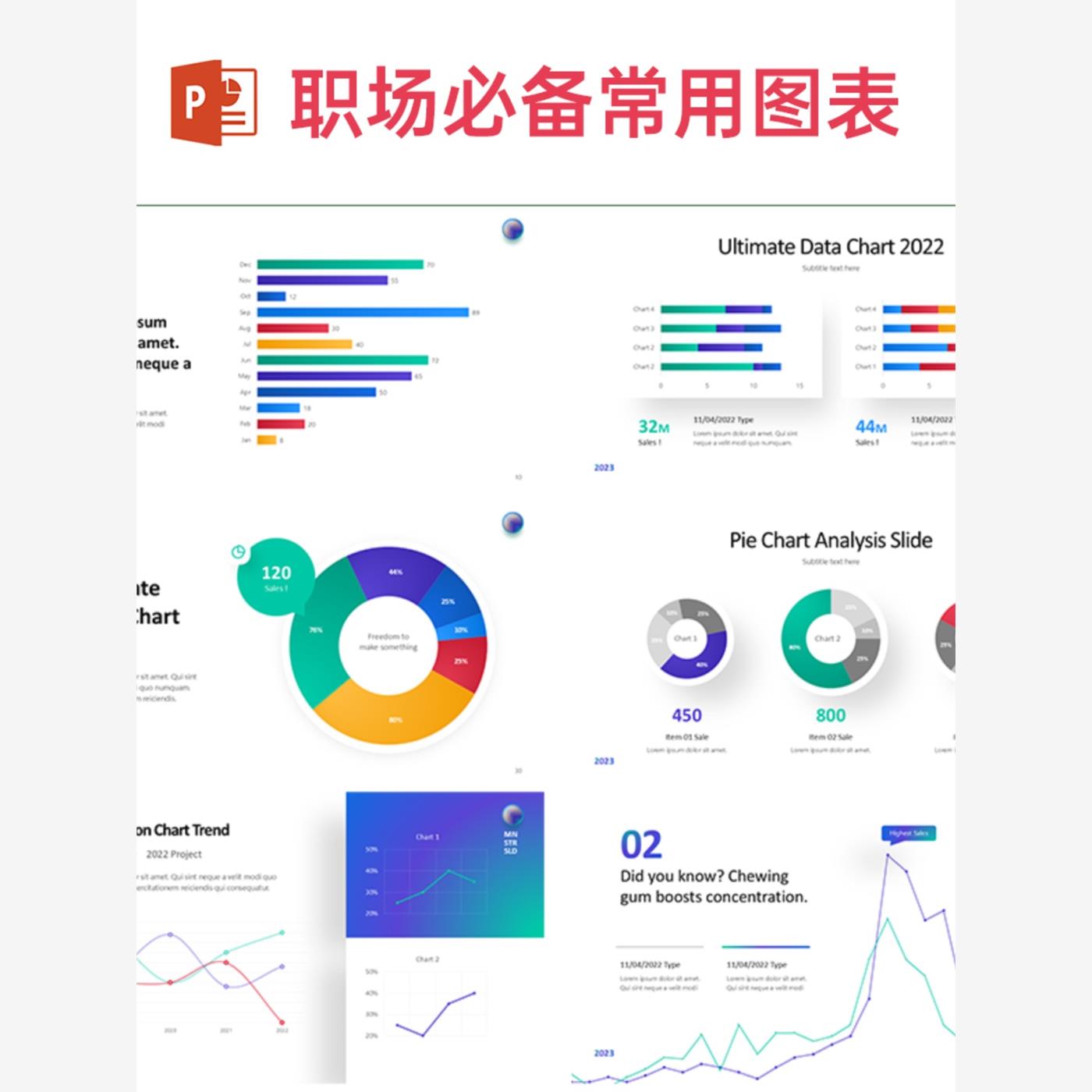 527页动态高级感商务数据分析工作汇报工作总结图表素材PPT模板