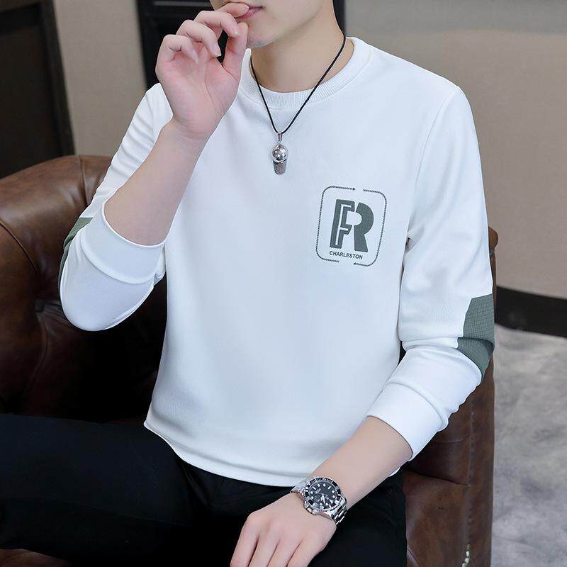 犇岚男装修身字母卫衣秋冬内搭打底衫男士长袖保罗艾美瑞斯上衣潮