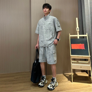 MANRESHOW运动情侣装 薄款 恒之智甄选服饰扎染套装 夏季 潮 短袖 短裤