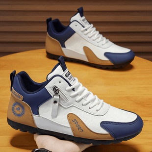 盛莱德男鞋飞行员皮鞋防滑跑步鞋休闲运动鞋一脚蹬阿甘鞋帕拉鞋子