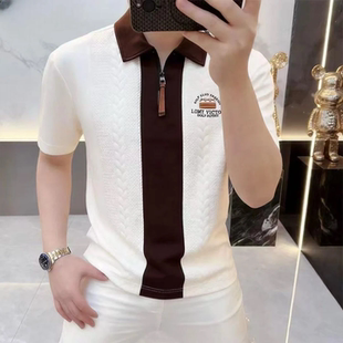 雪溪潮牌男装老钱风短袖专柜POLO衫意式风卫衣夏季新款上衣服