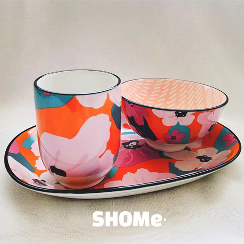 SHOMe进口欧风马克陶瓷杯