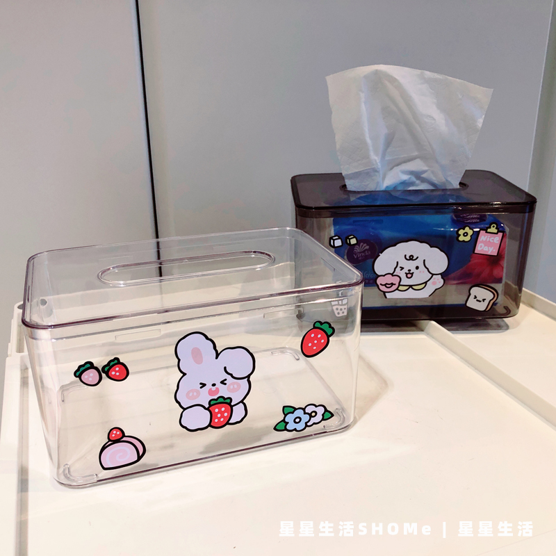 星星生活纸巾盒全透明亚克力DIY
