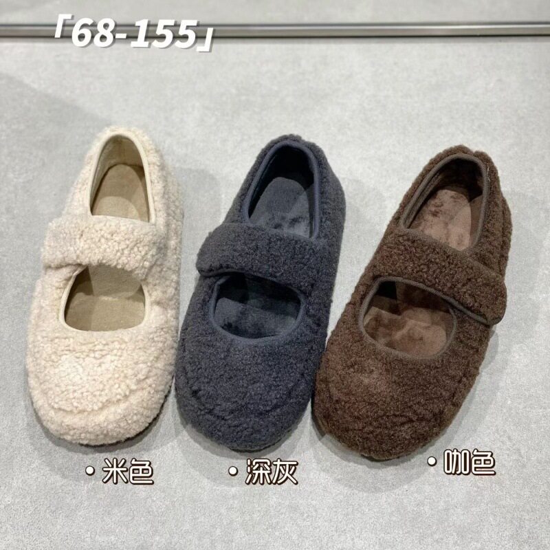 ig莱熙妮内加绒毛毛鞋女款秋冬保暖魔术贴棉鞋魔术贴勃肯鞋潮