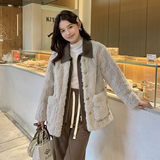 【大货】2D033-Y096-P195-K288夹棉加厚皮质拼接假两件羊羔毛，女装棉衣/棉服，2D033