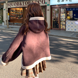 【大货】冬装 2D033-Y901-P195-K288加厚连帽紫色羊羔毛外套图片