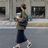 【】春装附买家秀D033-X661-P120-K198斜口袋军绿色，女装西装，2D033
