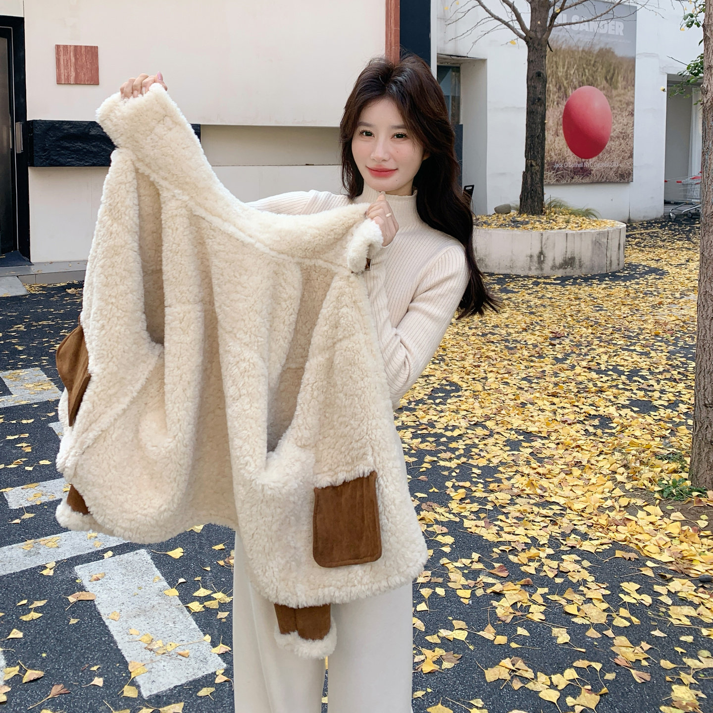 【】新品2D033-Y916-P215-K318驼色羊羔毛外套,女装短外套,2D033