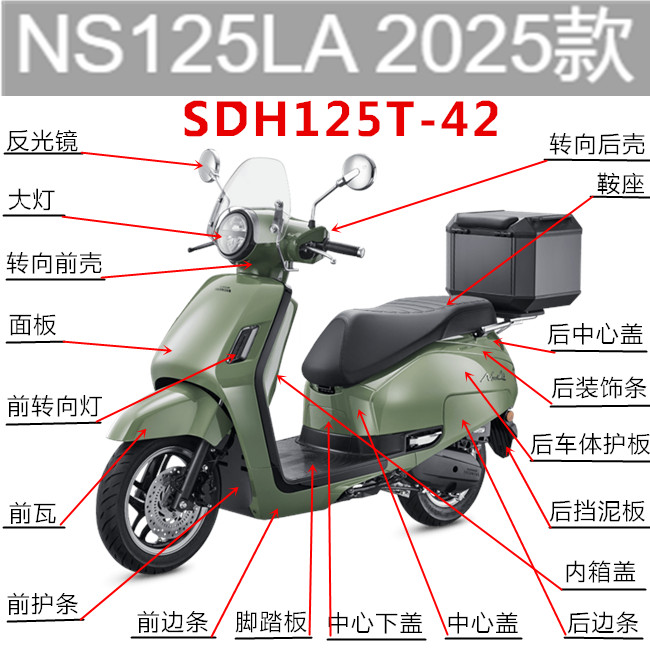 适用新大洲本田SDH125T-42外壳25款NS125LA头罩大灯面板边条内箱