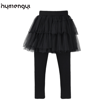 女童假两件秋冬网纱裙裤