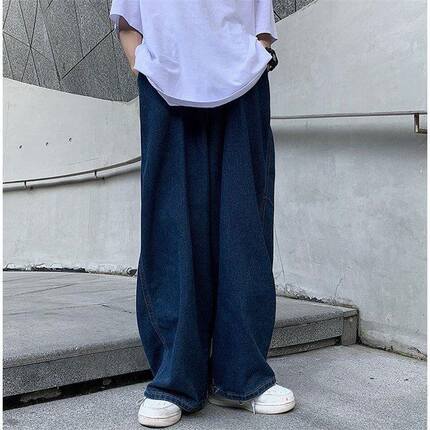 潮流韩版直筒宽松牛仔裤子男日系复古ins高街潮牌阔腿老爹裤长裤