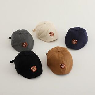 男童前进帽儿童贝雷帽卡通宝宝帽子春秋新款时尚女童鸭舌帽遮阳帽