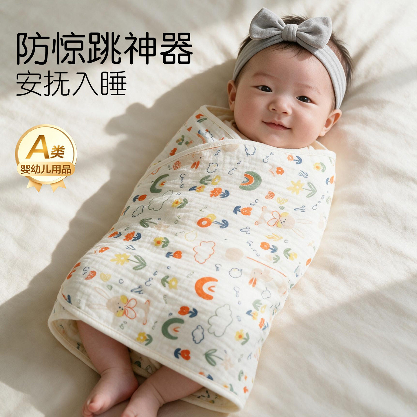 婴儿防惊跳纯棉纱布襁褓巾
