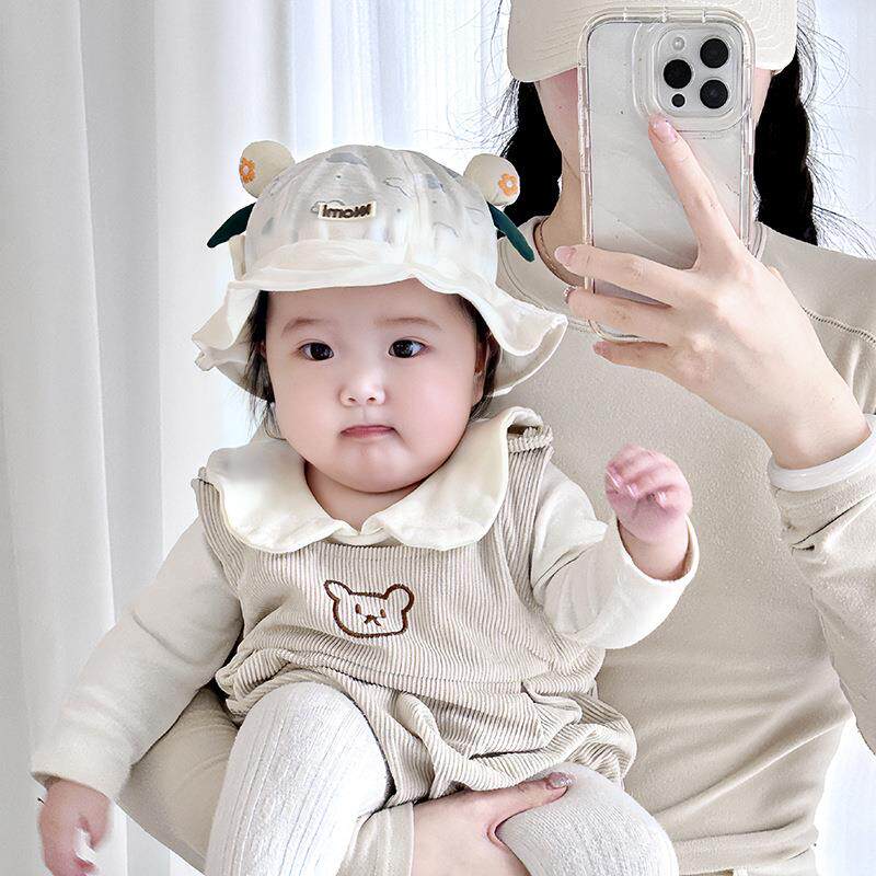 可爱婴儿帽子渔夫帽春夏季可调节遮阳帽洋气女宝宝太阳帽防晒