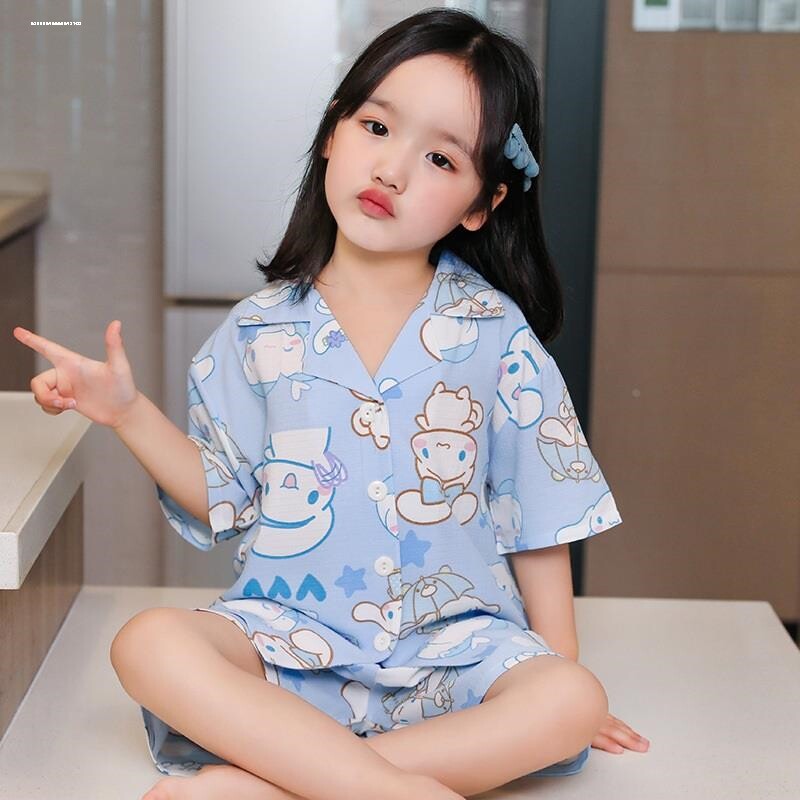 宝宝睡衣女童女童女孩春秋款纯立领睡袋儿童睡裙家居服夏季薄款