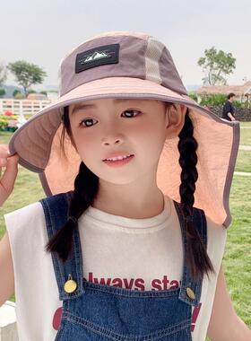 儿童春季出游防晒春游渔夫帽女孩日系男童薄款牛仔帽户外登山帽子