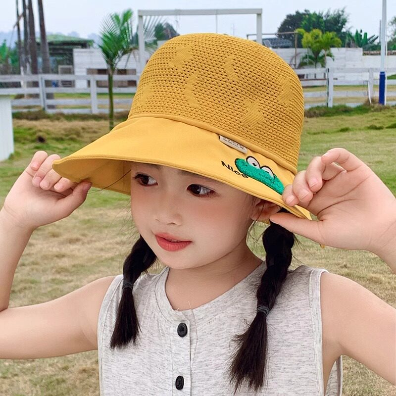 儿童夏季帽子幼儿园宝宝出游防嗮小黄帽男女宝宝渔夫帽青蛙遮阳帽