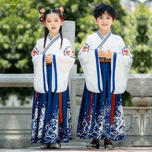 国学服装儿童古装汉服表演新学堂歌弟子规三字经古诗歌朗诵演出服