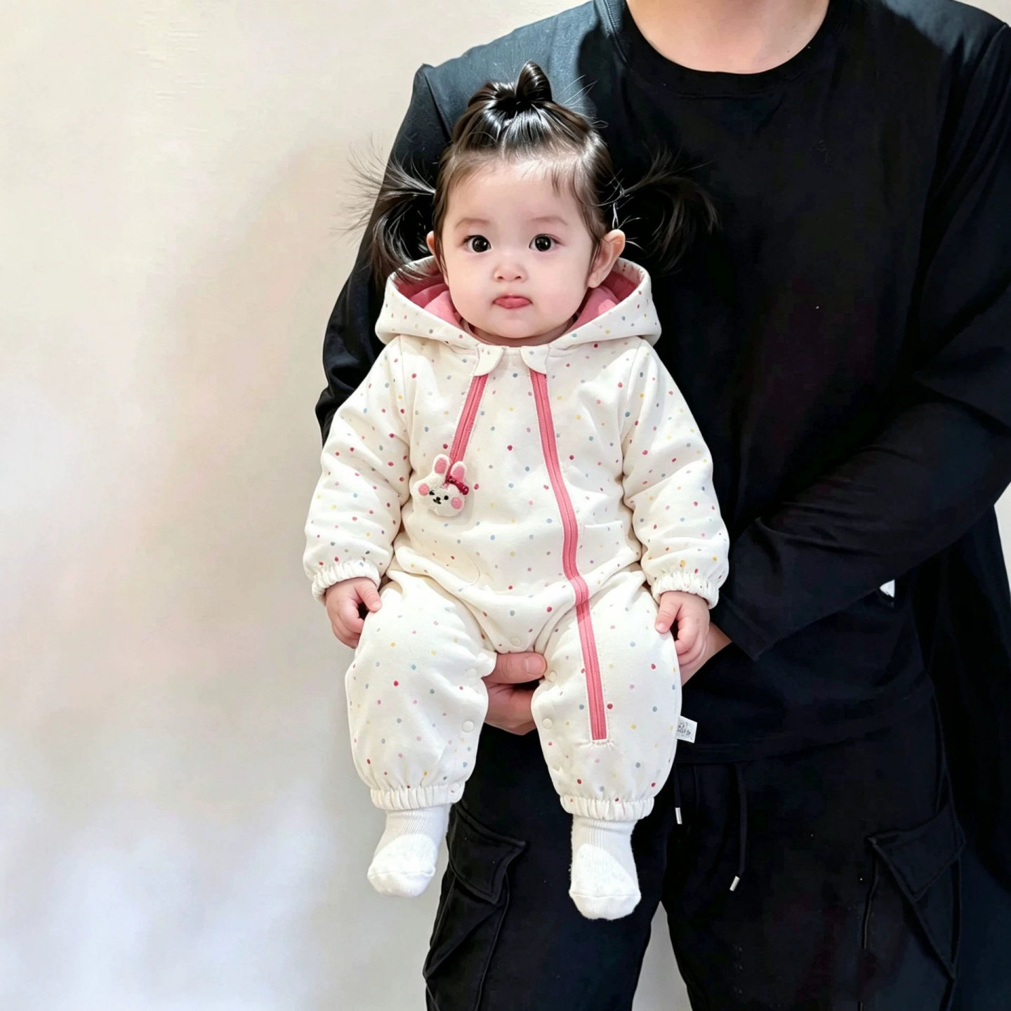 婴儿秋冬双层卡通连体冲锋衣