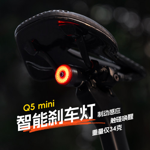 洛克兄弟自行车智能尾灯刹车感应灯山地车公路车夜骑尾灯骑行装备