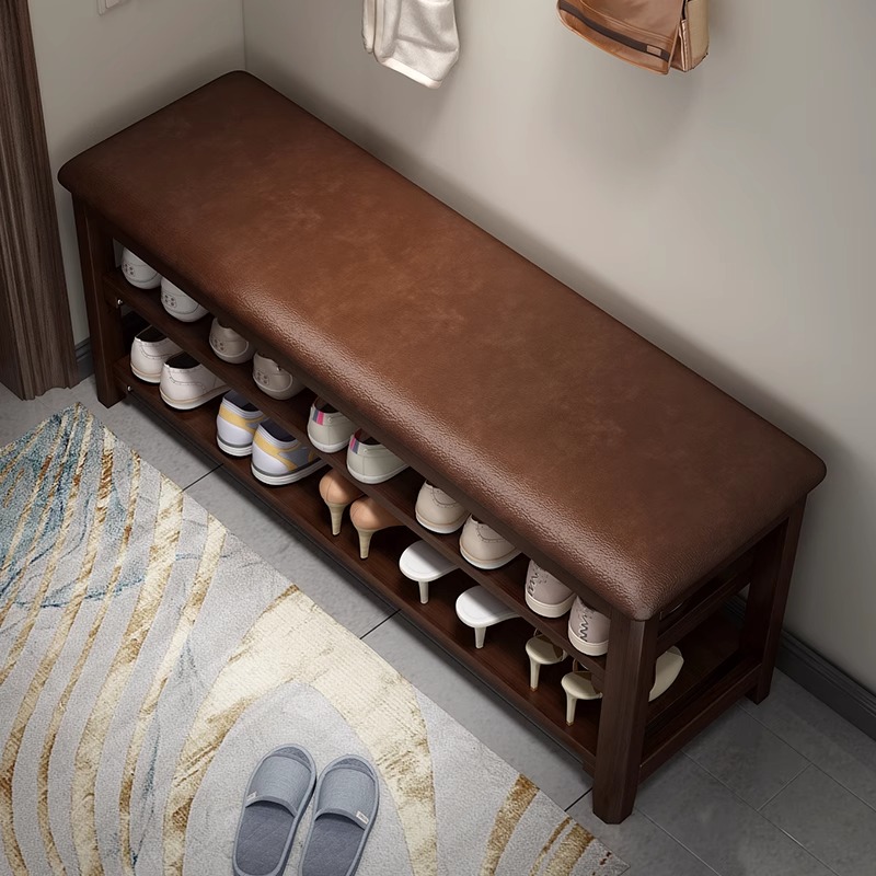 入户轻奢高级感鞋柜坐凳一体玄关穿鞋凳鞋架子实木换鞋凳门口家用