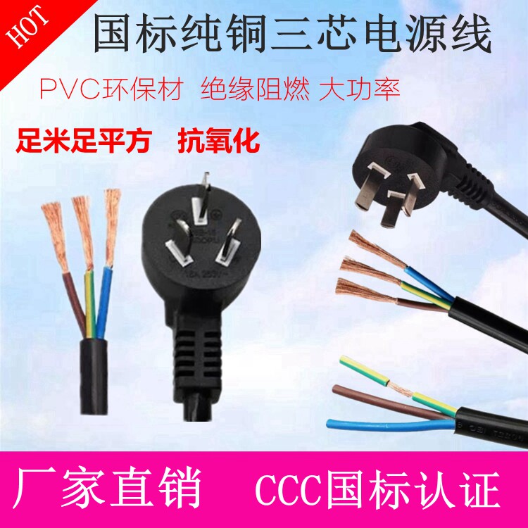 16A国标纯铜3芯4平方超大功率3三项新能源电动汽车专用插头电源线