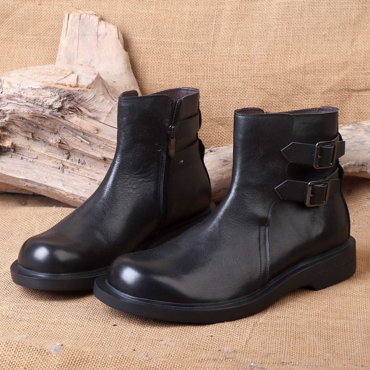 36-47马丁靴男款大码皮鞋2025秋冬新款黑色复古切尔西皮带扣短靴