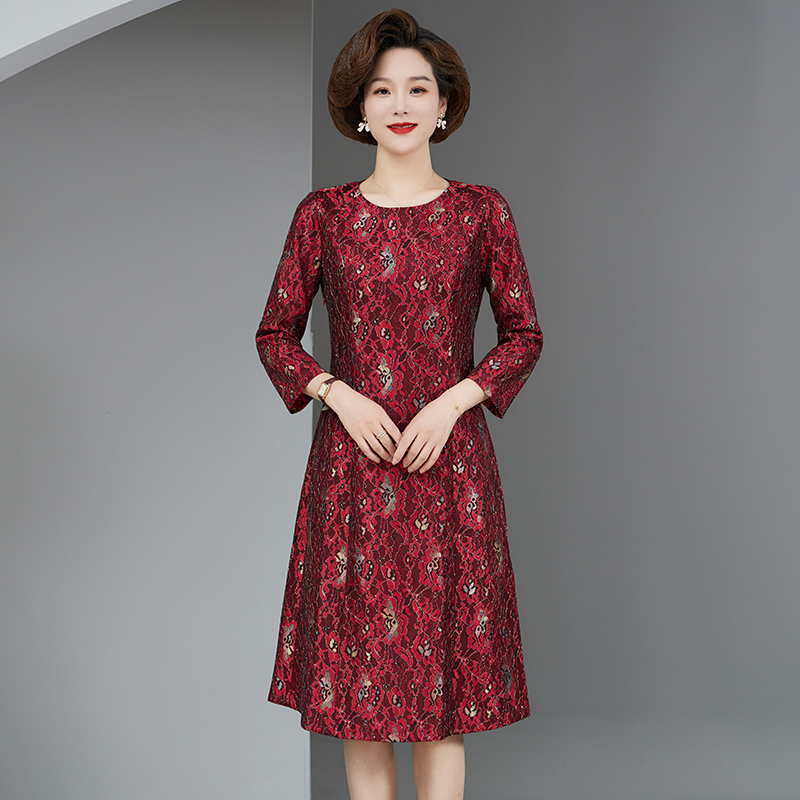 妈妈装高档气质长袖打底品牌裙子