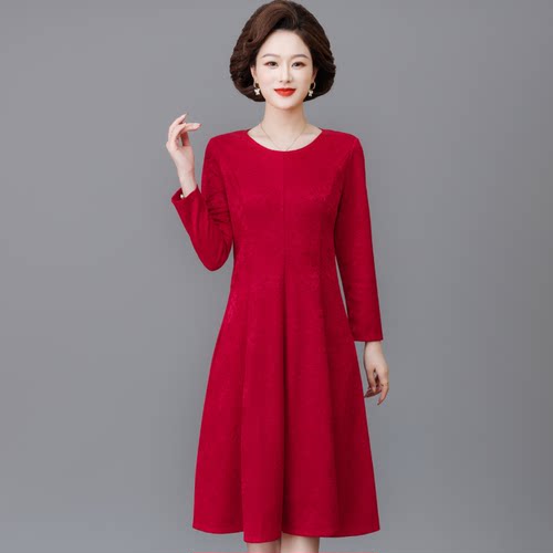 结婚长辈衣服红色礼服喜庆加厚秋