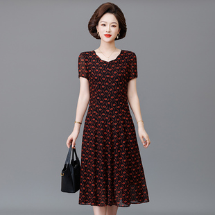 中年妈妈夏装 洋气高贵名牌气质50到60岁台湾纱裙子 连衣裙2026新款