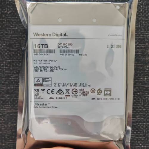 / WUH721816ALE6L4 16TB HC550机械硬盘国行NAS储存16t