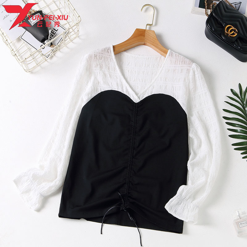 胖MM加肥加大显瘦遮肚大码韩版抽绳宽松百搭2020秋季新款洋气上衣