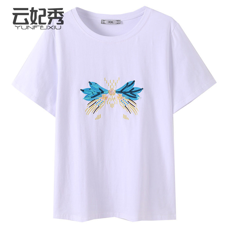 胖妹妹显瘦休闲宽松大码时尚韩版百搭圆领T恤2020夏季新款上衣潮