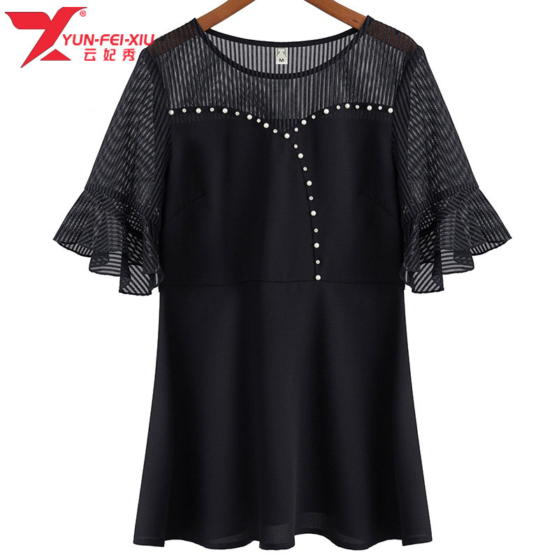 胖MM韩版显瘦圆领遮肉大码时尚宽松百搭拼接2020夏季新款上衣潮