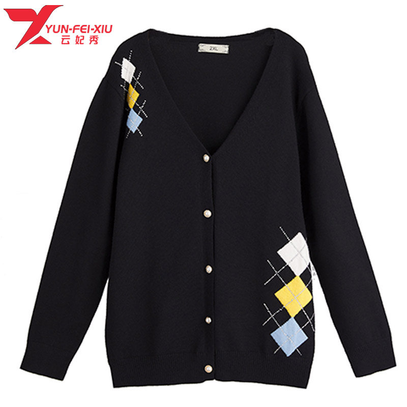 新款时尚胖MM显瘦2020秋季遮肉韩版宽松百搭潮流装饰纽扣针织上衣