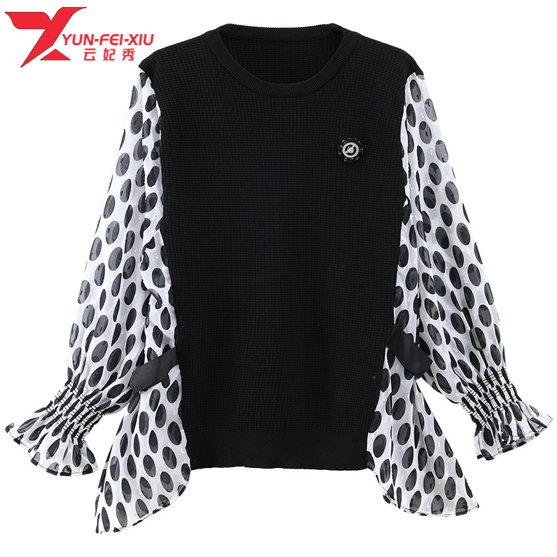 2020秋季新款韩版休闲百搭印花大码女装胖MM显瘦遮肉长袖上衣洋气