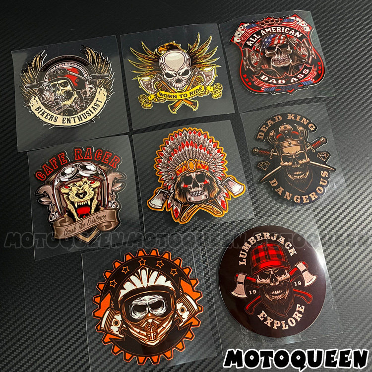 复古摩托车机车手金吉拉无极大韩300骷髅装饰车身油箱贴纸贴花画