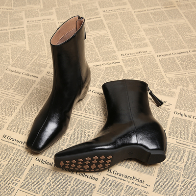 巨好看内增高法式短靴女瘦瘦靴