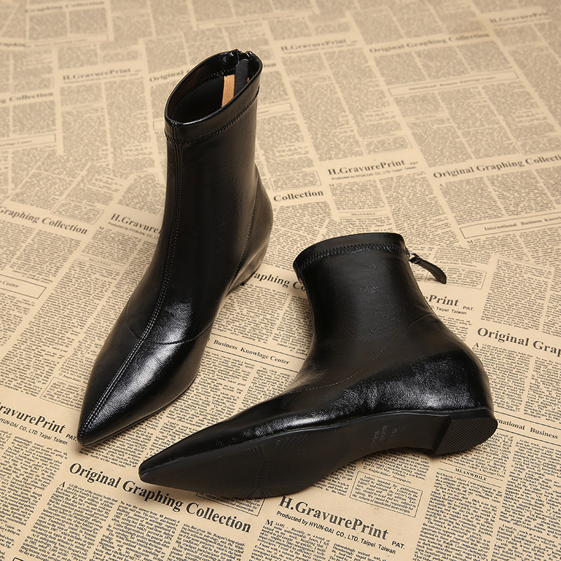 羊皮版巨好看靴子女2025秋冬新款内增高小短靴女瘦瘦靴洋气小踝靴,女鞋,时装靴,淘宝优惠券,粉丝福利购,淘宝优惠卷