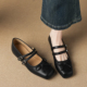 复古内增高单鞋 春方头浅口巨好看女鞋 女不累脚黑色小皮鞋 2026新款
