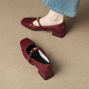 玛丽珍浅口女鞋新款2026春款时尚气质巨好看法式粗跟单鞋女不累脚