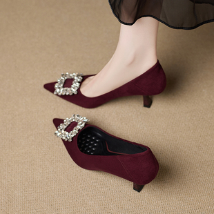 高跟气质巨好看鞋子女2026新款春款尖头浅口细跟爆款单鞋女不累脚