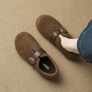 内增高勃肯鞋女秋冬加绒毛毛鞋2025新款巨好看玛丽珍单鞋女平底鞋