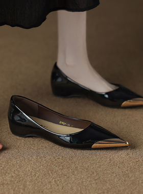 内增高黑色工作鞋2026新款开春单鞋女爆款气质尖头浅口配裙晚晚鞋