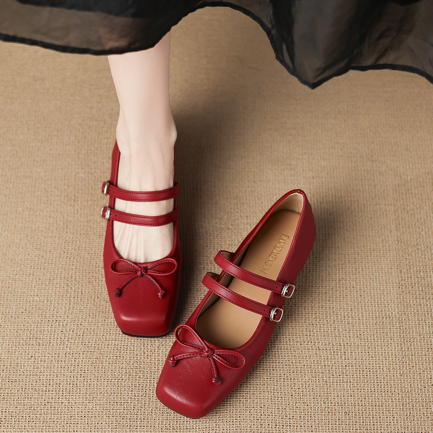 隐形内增高巨好看玛丽珍红色单鞋女方头浅口不累脚2026春款新娘鞋,女鞋,浅口单鞋,淘宝优惠券,粉丝福利购,淘宝优惠卷